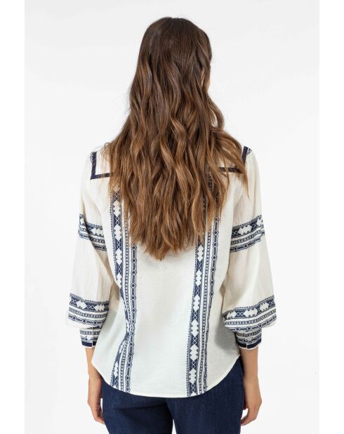 Blusa Coleen in cotone con ricamo azteco