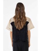 Top Erin duo in cotone a righe/bianco/ricamato