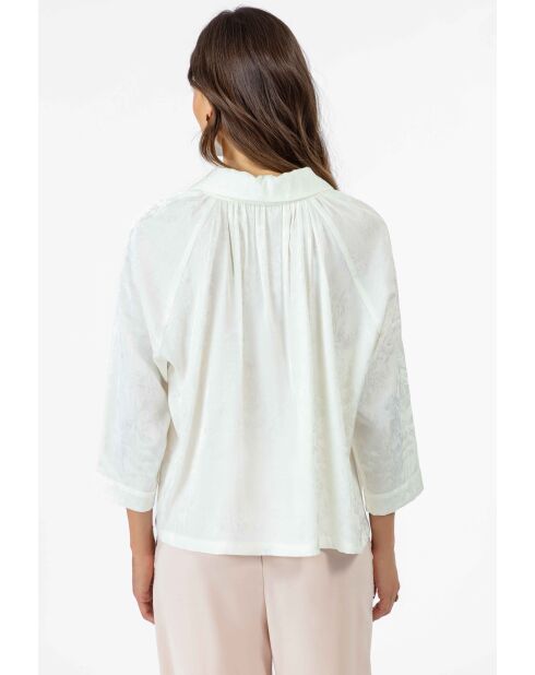 Ecru jacquardhemd Maggie