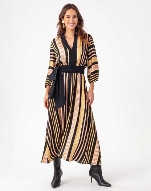 Narcisse gestreiftes Kleid mit Gürtel