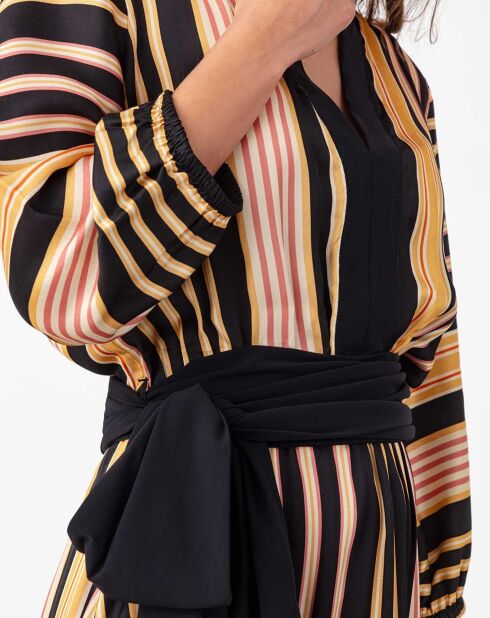 Narcisse gestreiftes Kleid mit Gürtel