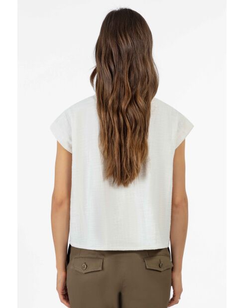 Top Reese in cotone ecru grezzo