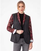Rood/grijs jacquardjack van Salome. /zwart