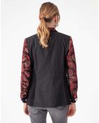 Rood/grijs jacquardjack van Salome. /zwart