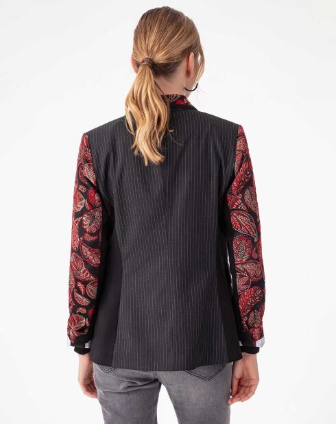 Rood/grijs jacquardjack van Salome. /zwart