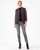 Rood/grijs jacquardjack van Salome. /zwart