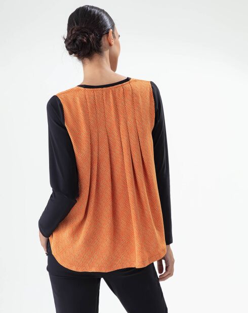 T-shirt nera/arancione Pearl Sign