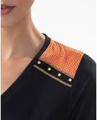 T-shirt nera/arancione Pearl Sign