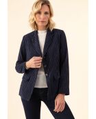 Aston gestreifte Jacke in Marineblau/Ecru