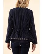 Aston gestreifte Jacke in Marineblau/Ecru