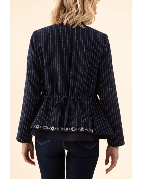 Aston gestreifte Jacke in Marineblau/Ecru