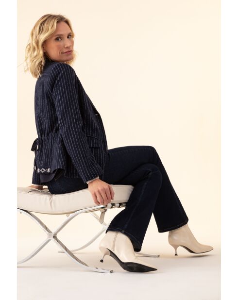 Aston gestreifte Jacke in Marineblau/Ecru