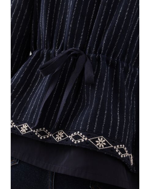 Aston gestreifte Jacke in Marineblau/Ecru