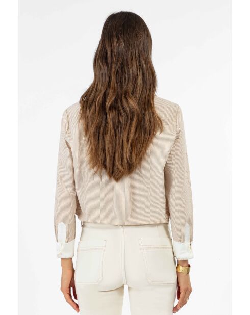 Camicia Enora in cotone a righe/vaniglia