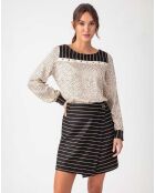 Gestreiftes Kleid Louna in Beige/Blumenmuster