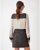 Gestreiftes Kleid Louna in Beige/Blumenmuster