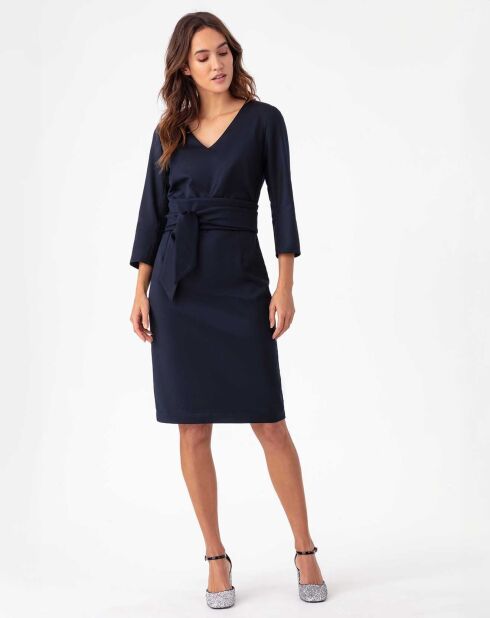 Robe avec ceinture Rachel marine