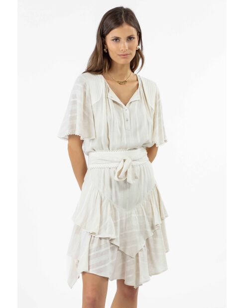 Robe avec ceinture Lauryn beige texture