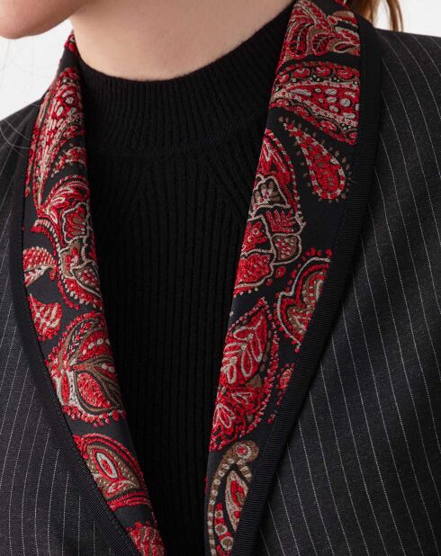 Rood/grijs jacquardjack van Salome. /zwart