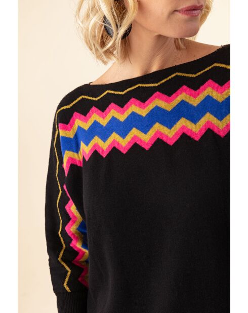 Pullover Hylda in misto lana jacquard a zig zag