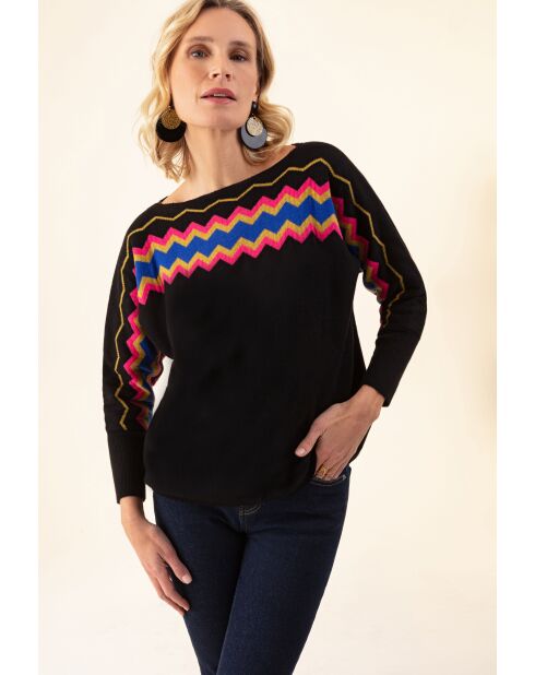 Pullover Hylda in misto lana jacquard a zig zag