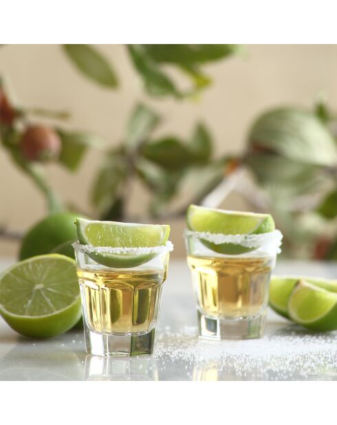 Lot de 6 shooters Chicago transparents - 4,5 cl