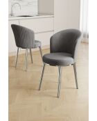 Set von 2 Stühlen Risa grau Chrome - L. 45 cm x H. 87 cm x T. 41 cm