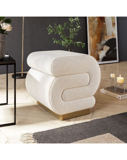 Pouf Sally crème - l. 40 cm x H. 42 cm x P . 42 cm
