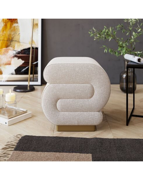 Pouf Sally crème - l. 40 cm x H. 42 cm x P . 42 cm