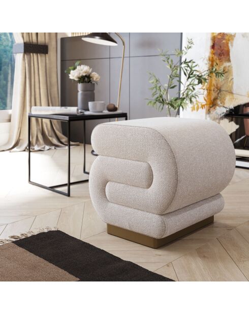 Pouf Sally crème - l. 40 cm x H. 42 cm x P . 42 cm