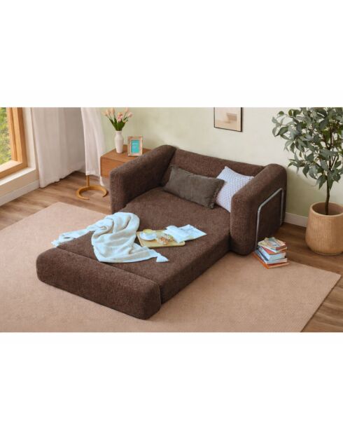 Sofá cama Wello marrón de 1 plaza, 80 cm de ancho x 70 cm de profundidad x 35 cm de alto