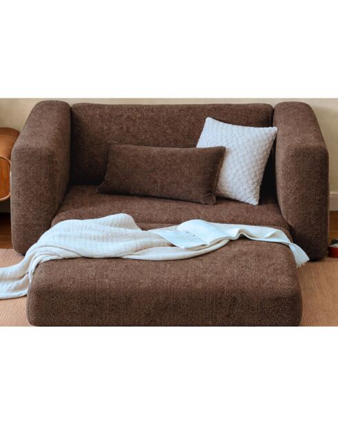 Sofá cama Wello marrón de 1 plaza, 80 cm de ancho x 70 cm de profundidad x 35 cm de alto