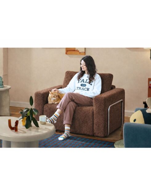 Sofá cama Wello marrón de 1 plaza, 80 cm de ancho x 70 cm de profundidad x 35 cm de alto