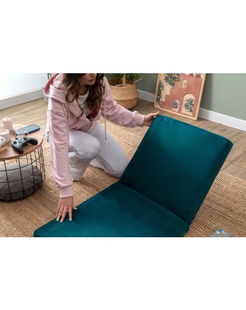 Divano letto a 1 posto Tera verde petrolio - L. 55 cm x P 65 cm x H. 60 cm