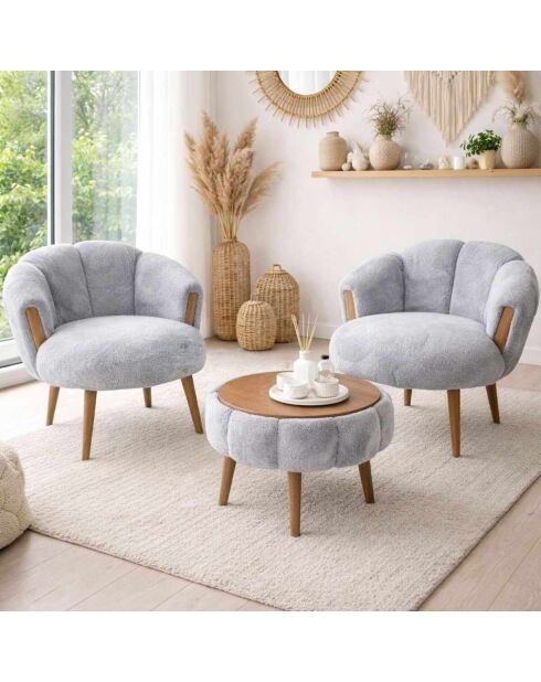 Set aus 2 Sesseln und Couchtisch 3 Stück Star Grey