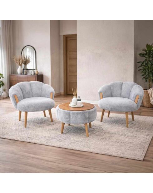 Set aus 2 Sesseln und Couchtisch 3 Stück Star Grey
