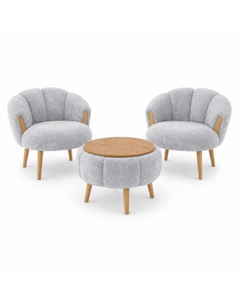 Set aus 2 Sesseln und Couchtisch 3 Stück Star Grey