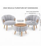 Set aus 2 Sesseln und Couchtisch 3 Stück Star Grey