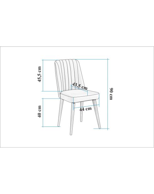 Chaise Vina Oak crème - l. 47 cm x H. 90 cm x P. 44 cm