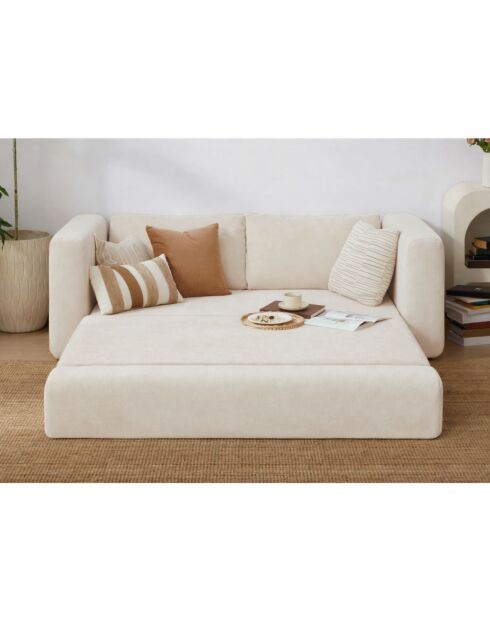 Divano letto a 2 posti Wello crema - L.160 cm x P. 70 cm x H 35 cm