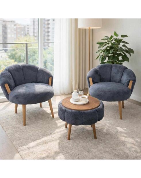 Set aus 2 Sesseln und Couchtisch 3-teilig Star anthrazit