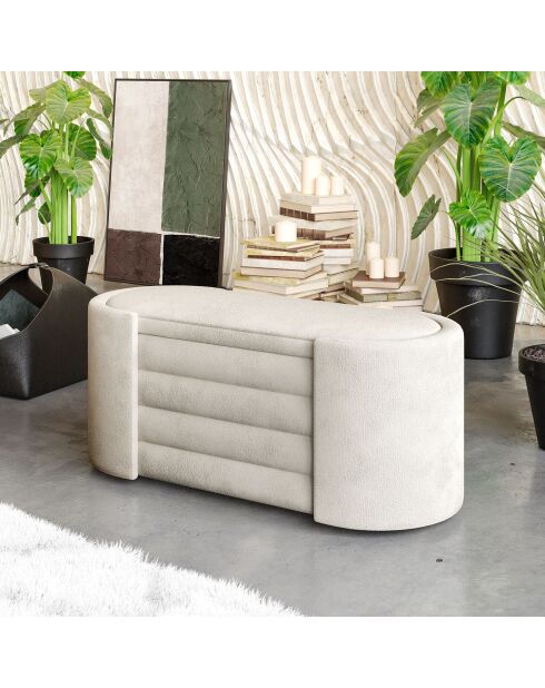 Rosa Sitzbank in cremefarbener Box, B. 105 cm x H. 42 cm x T. 42 cm