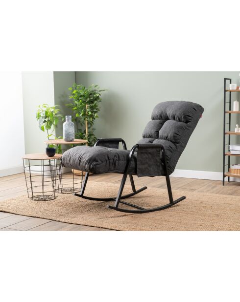 Mecedora individual Lena gris oscuro - L. 60 cm x D. 60 cm x D. 35 cm
