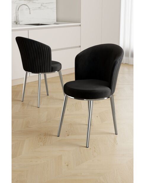 Set aus 2 schwarzen, verchromten Risa-Stühlen — L.45 cm x H. 87 cm x T. 41 cm