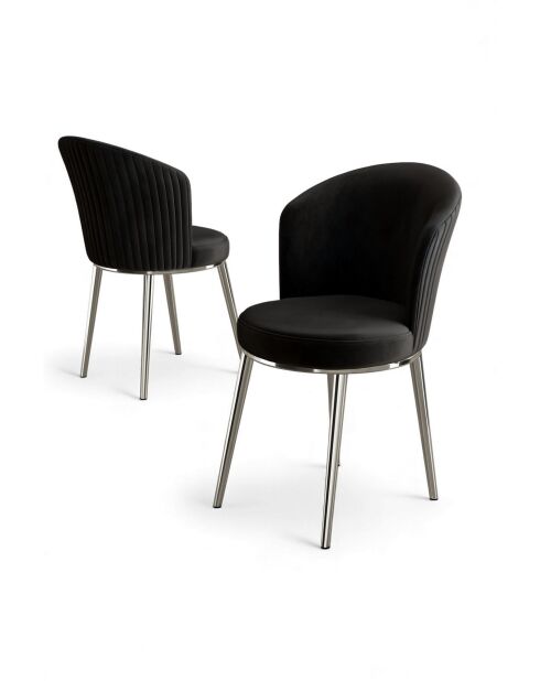 Set aus 2 schwarzen, verchromten Risa-Stühlen — L.45 cm x H. 87 cm x T. 41 cm