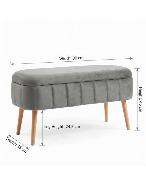 Oslo Babyface Anthrazit-Bank, L. 90 cm x H. 46 cm x T. 35 cm