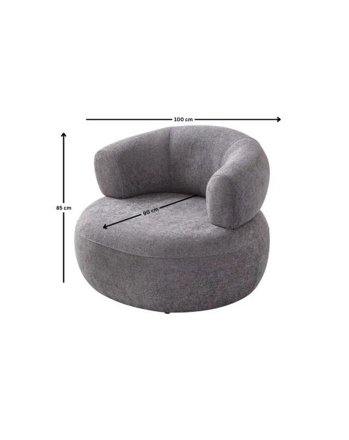 Fauteuil Roma gris foncé - l. 100 cm x H . 85 cm x P. 90 cm