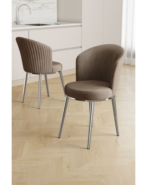 Juego de 2 sillas Risa Cappuccino Chrome, 45 cm de largo x 87 cm de alto x 41 cm de profundidad