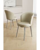 Set von 2 Stühlen Risa creme Chrome - L. 45 cm x H. 87 cm x T. 41 cm