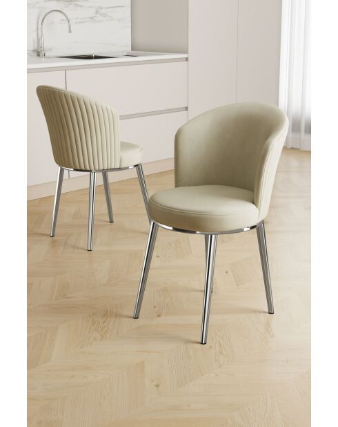 Set von 2 Stühlen Risa creme Chrome - L. 45 cm x H. 87 cm x T. 41 cm